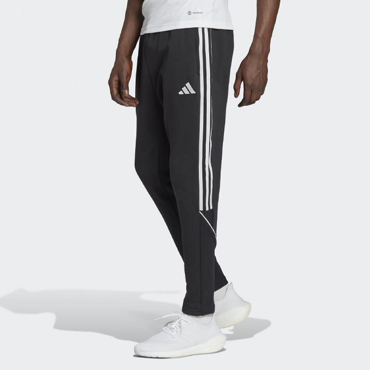 Adidas Solid Logo Print Long Sport Pants Men Bottoms Black HS3611