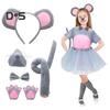 Mouse Costume Set Mouse Ear Headband Tail Nose Bow Tie Gloves Set Cosplay Costume Accessory for Halloween Christmas Parties