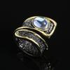 Creative Irregular Moonstone Ring for Women's Fashion Party Jewelry Black Gold Jewelry Adjustable Ring Two-color Jewelry Engagement Ring