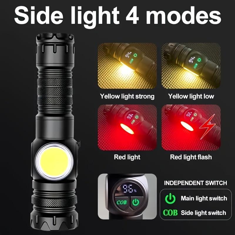 Ultra Bright LED Flashlight COB, Aluminum Alloy Headlight, Long Battery Life, Suitable for Outdoor Hiking, Hunting, Camping, Gifts