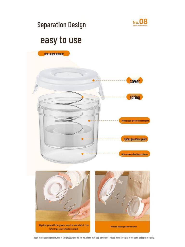 Airtight Plastic Pickle Jar - Food-Grade Kimchi & Vegetable Container