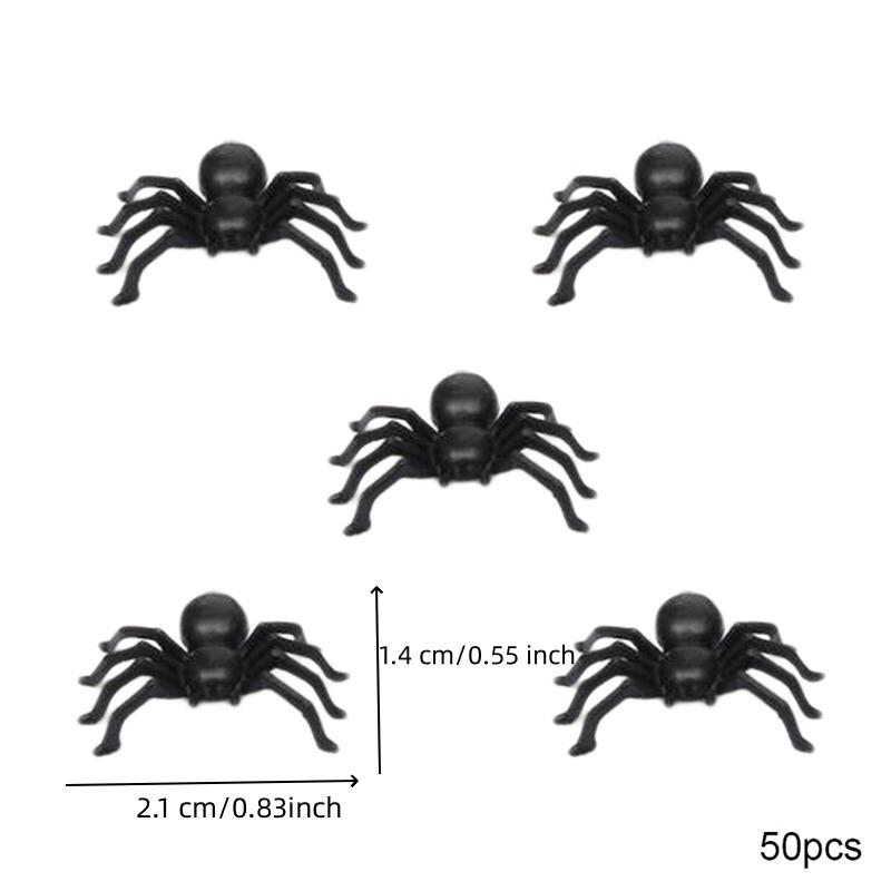 50pcs Halloween Spiders Decorations Small Black Plastic Spiders Haunted House Spider Decoration Simulation Tricky Toy