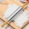 Stainless Steel Rolling Pin for Baking Pizza Dough Bread Pie Pastry Rollers with Wooden Handles Adjustable Thickness Kitchen Tools