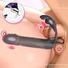 Rabbit-ear Cock Ring Vibrating Anal Plug with Clitoral Stimulator, Wearable Double Ended Anal Plug, Unisex Dual User Anal Sex Toy