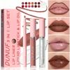3-Piece Lip Gloss Set Matte Lip Liner & Lip Glaze Waterproof & Sweat Resistant Easy To Color Lipstick Red Shades Cosmetic Makeup