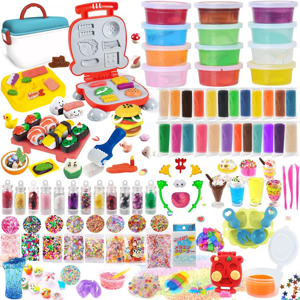 Jecimco Slime & Wheat Clay Deluxe 36-Color Set (Molds, Tools, Storage Box / Box 23.5 × 17.5 × 15.4 Cm) for Clay Play & Pretend Cooking