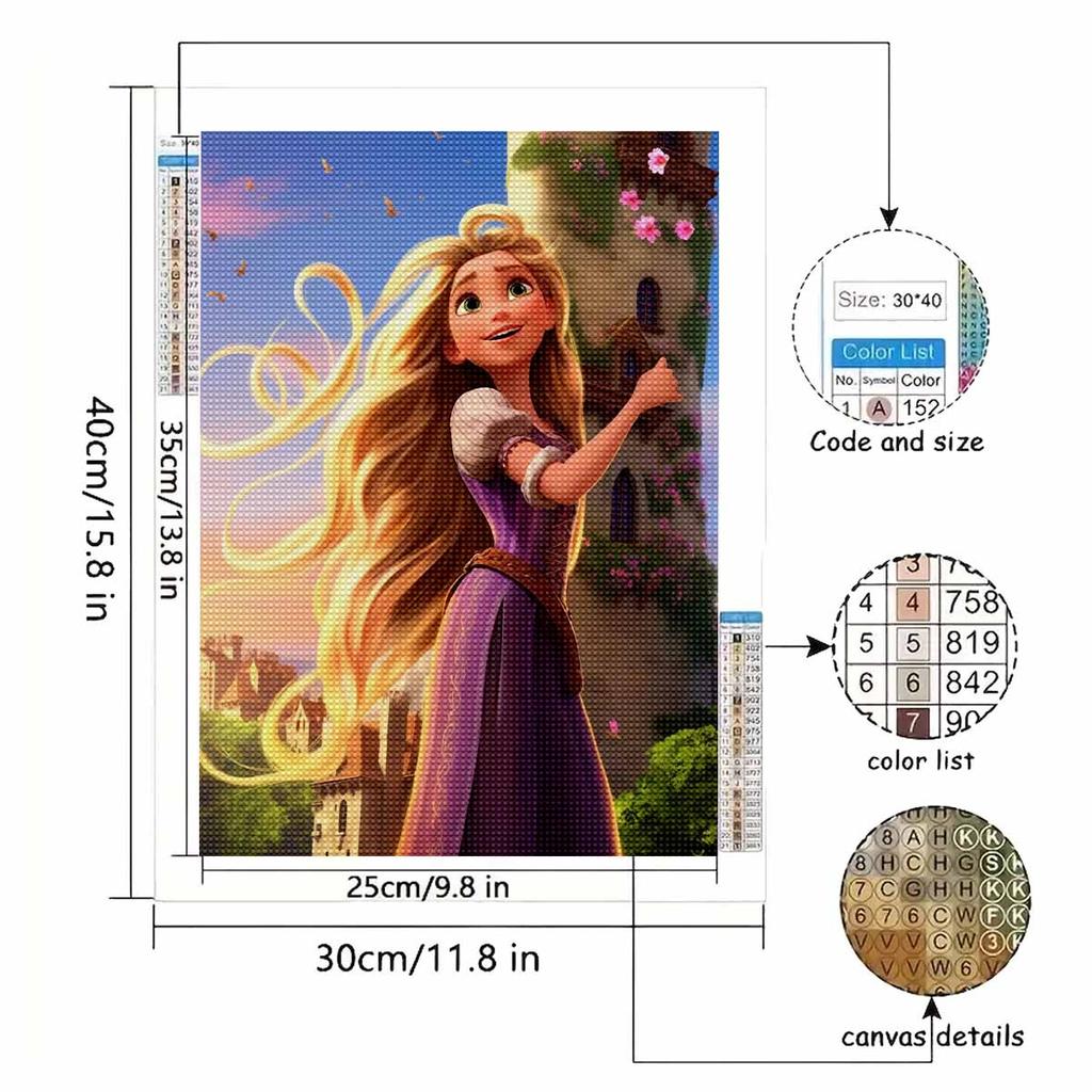 Full Round Diamond Painting Beautiful Princess Art Rhinestone Picture Mosaic DIY 5D Cross Stitch Embroidery Home Decoration