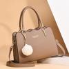 Large Capacity Women Top Handle Bags Fashion Middle Age Mom's Bag Single Shoulder Crossbody Bag PU Leather Hairball Handbag