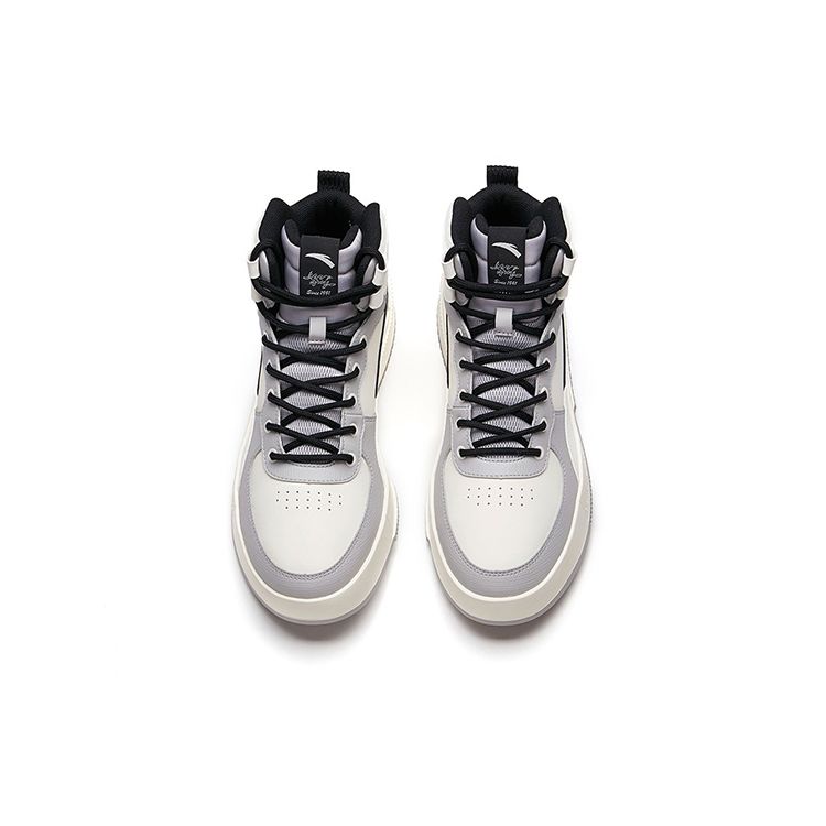 Anta High-Top Slip-Resistant Durable Skate Shoes Men Sneakers White Gray 912238011-2