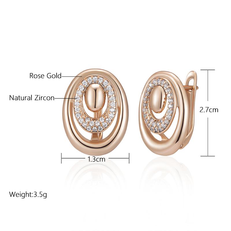 Kinel White Zircon Round Pocket Earrings For Women Rose Gold Color Vintage Earrings Fine Jewelry