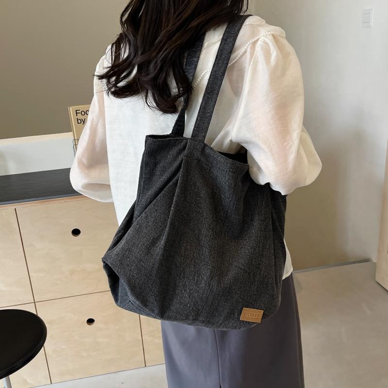 Commuter Large Capacity Denim Tote Bag Women Underarm Bag Work Shoulder Bag