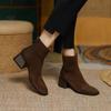 Women's Shoes Hot Sale Zipper Women's Boots Spring Autumn Square Toe Suede Solid Short Barrel Chunky Heels Fashion Boots
