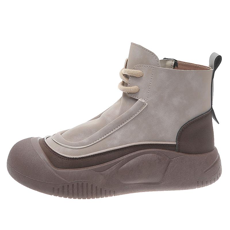 TUINANLE Women High Tops Shoes Spring Zipper Casual Anti Slip Flat Sneakers Girl's Ankle Boots