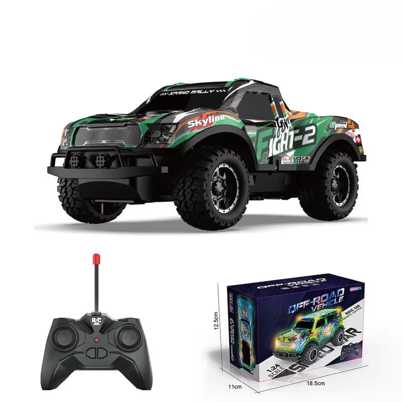 New 1:24 Full Scale LED Light Off-Road Jeep Remote Control Car 10km/h Battery Controlled Children's Toy Car Boy Gift Anti-Fall Anti-Collision