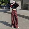 2024 Autumn/Winter Maillard Wear High Waist Wide Leg Jeans Women'S American Casual Versatile Floor Pants