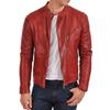 Men's Genuine Lambskin Red Leather Jacket Stylish Motorcycle Bomber Biker Outerwear MJ 17
