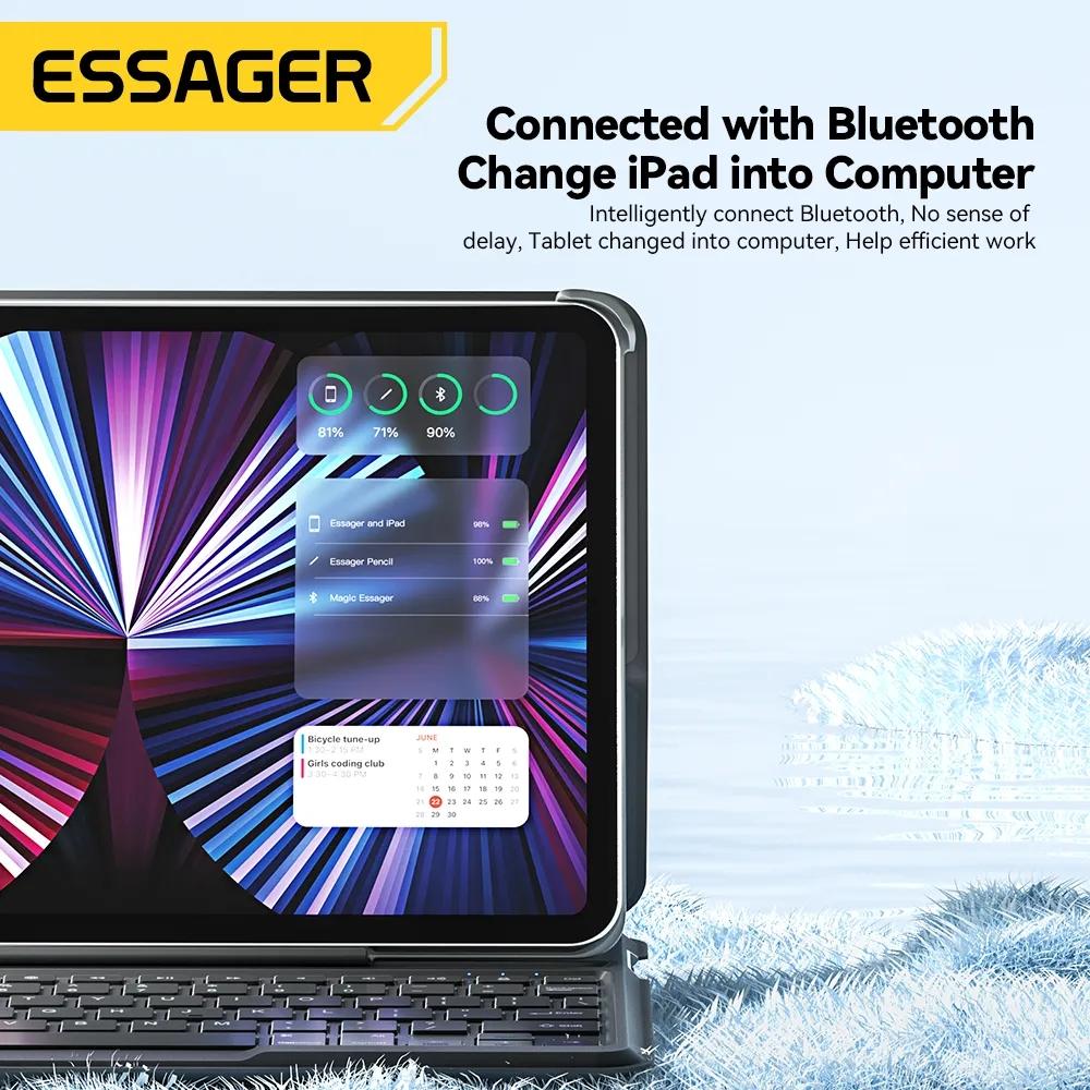 Essager Чехол с беспроводной клавиатурой Bluetooth для iPad 10,9 дюйма, магнитная клавиатура для iPad 10, чехол для планшета, складная клавиатура с трекпадом