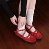 Fashion Flat Shoes Women's Spring and Autumn Red Bow 2025 Retro Shallow Mouth Rivet Ballet Flat Shoes Loafers Women