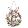 Yousheng Easter Welcome Door Sign Gnome Bunny Flower Egg Door Hanging Sign Front Door Hanger Wooden Spring Holiday Decorative Wall Plaque