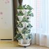 6 Tier Stackable Vertical Planter Stacking Tower Indoor Outdoor Gardening Planter with Movable Casters And Bottom Saucer