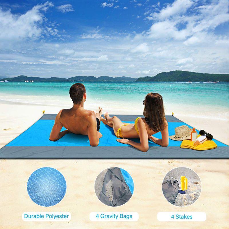 Beach Blanket Picnic Blanket Waterproof Sand Mat Light Mat Portable For Travel Camping Hiking Bagless Sand Mat