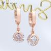 Fashion Elegant Rose Gold Color Colorful Round Drop Earrings For Women Wedding Luxury Fine Jewelry Gift Cubic Zirconia Eardrop