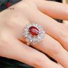 New Vintage Gorgeous Flower Shape Red Opening Rings For Women Mother's Day Zircon Fine Classic Jewelry Gift