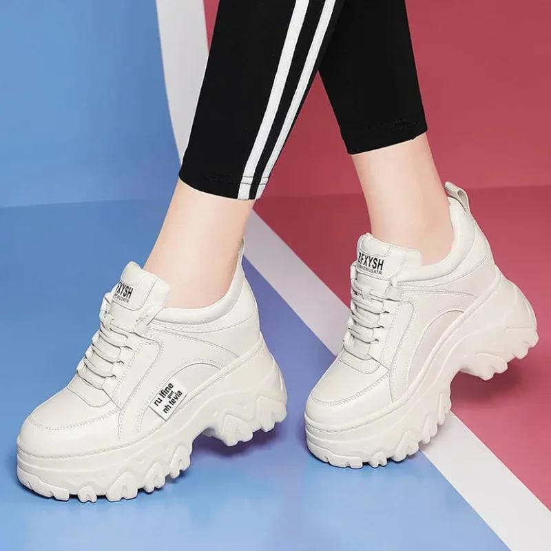 Fashion Internal Increase Chunky Shoes Women Comfortable Platform Shoes Female Casual Vulcanized Shoes Fashion High Heel Woman Sneakers