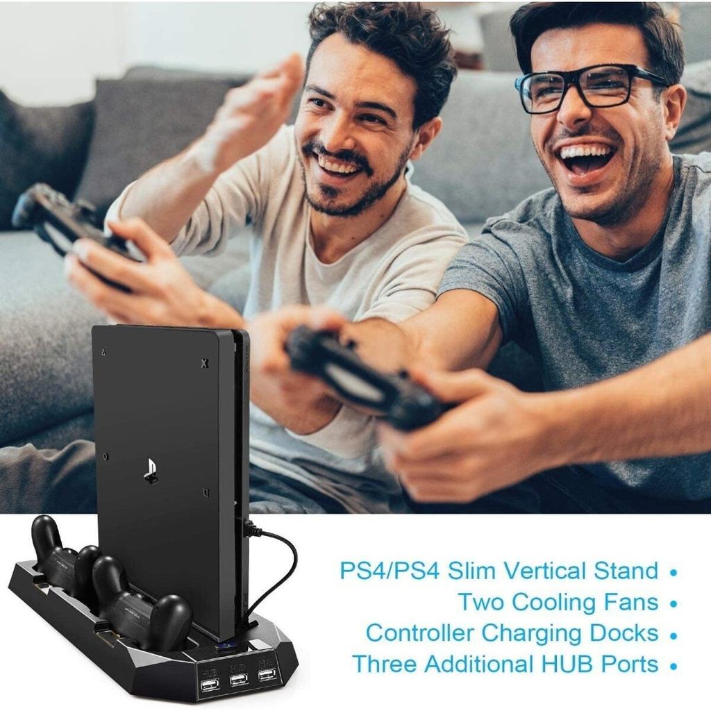 Vertical Stand for PS4 Slim / PS4 with Cooling Fan for Playstation 4