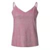European & American Women's Shiny Silver Dot V-Neck Pearl Camisole