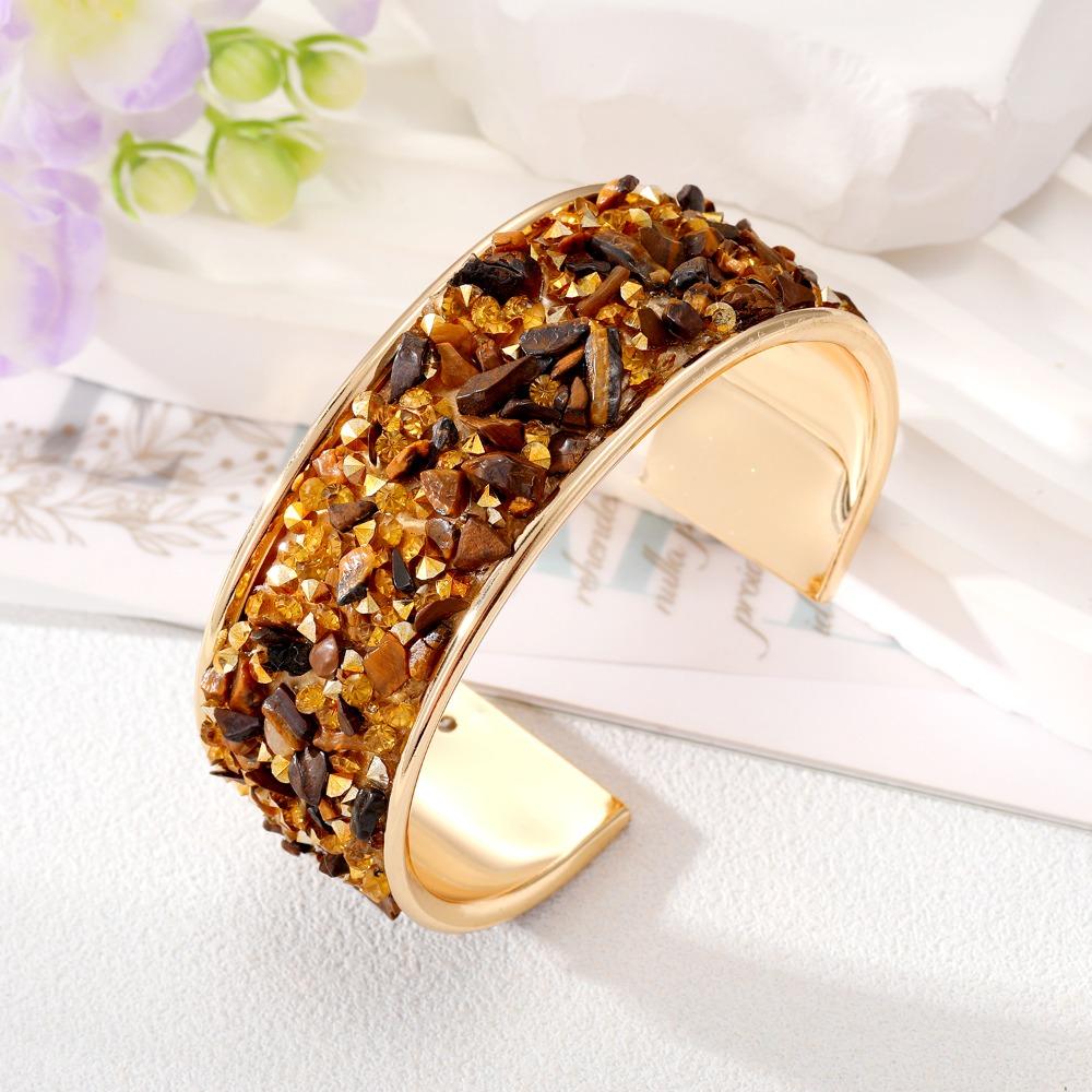 Stone Cuff Bangles Bohemian Exaggerated Bracelet Simple Wide Open Bangle Gift