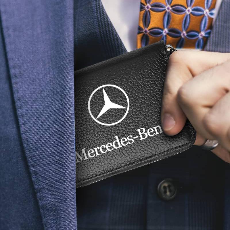 1Pcs Genuine Leather Car Driver's License, ID Card, Bank Card Wallet For Mercedes-Benz C500 C200 C300 A B C E GLA CLA GLK GL ML GLE V177 W247 W176