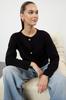 Women's Fashionable Stylish Cardigan Black Crew Neck Jacket Look Knitwear Cardigan