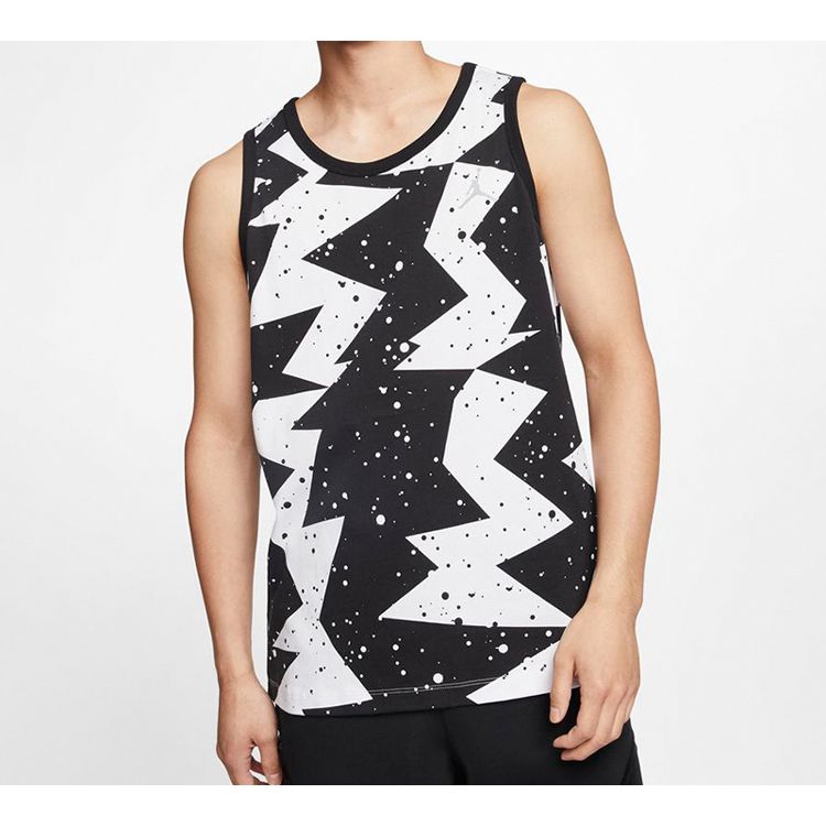 Jordan Printed Poolside Breathable Basketball Vest Men Tops Black White CJ6231-010