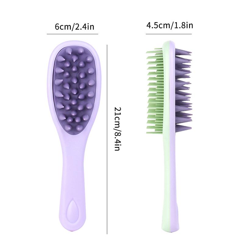 2-In-1 Double-Sided Shampoo And Brush Long Handle Shampoo Brush Silicone Scalp Massage Comb Hair Washing Brush Head Massager