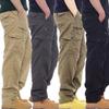Cotton Overalls Men's Casual Pants Elastic Waist Large Size Multi-pocket Loose Trousers Construction Site Pants