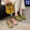 Retro Mori Baotou Sandals Women's Summer New Two-wear Hollow Half Slippers Woven Soft Flat Pig Cage Shoes