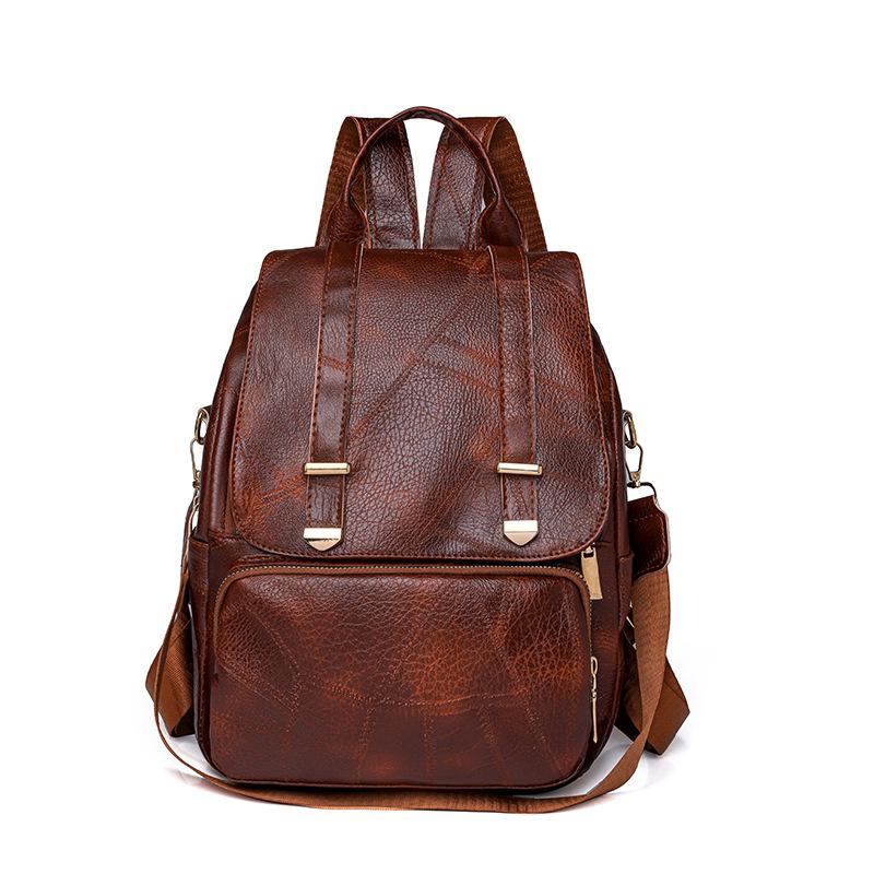 Backpack Women's Bag Fashion Large Capacity Retro Soft Leather Women's Backpack
