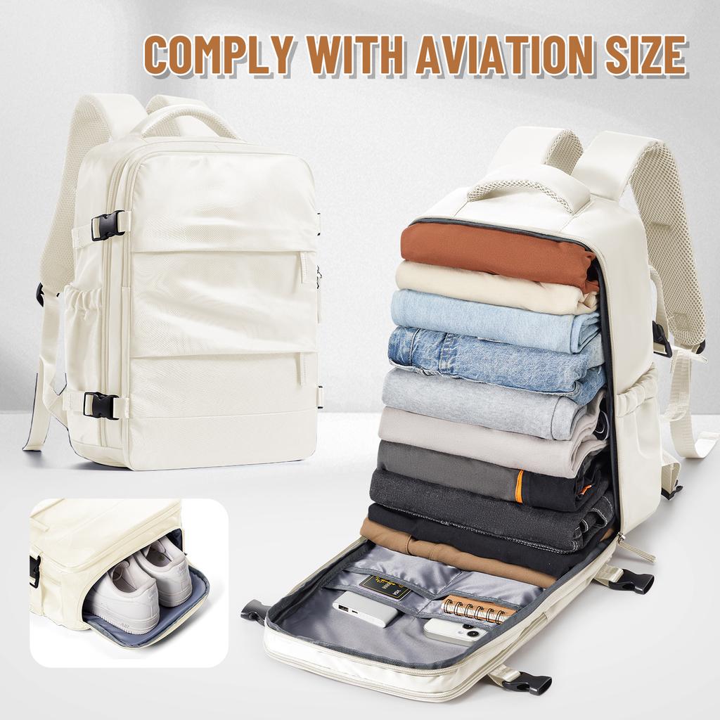 Cabin Backpack 40X30X20 Airplane Travel Backpack Women Men Backpack, Laptop Bag Bookbag Waterproof Shoe Compartment Backpack