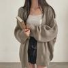 Women's Cozy Solid Color Mid-Length Knit Cardigan Sweater for Autumn and Winter
