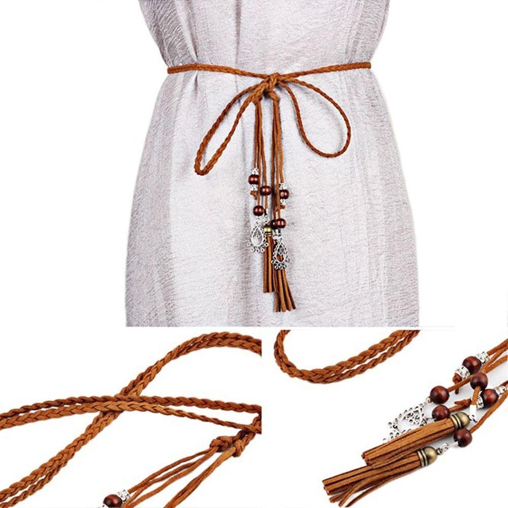 Style Waistband Knot Decorated Dress Accessories Tassles Belts Braided Belt Waist Chain Waist Rope