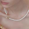 leeENoir Wave Toggle Pearl Necklace (6mm/8mm)(2color)