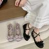 Fairy Riveted Ballet Shoes Girl 2025 Spring and Summer New Bow Evening Wind Flat-bottomed Pink Doudou Shoes