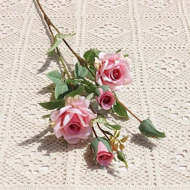 A Bouquet Of Simulated Roses, Home Living Room Decoration Flowers, Wedding Gardening Cloth Set Simulation Flowers