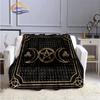 Pentacle & Moon Flannel Blanket, Skull    Witchy Wicca Pagan Black and White Mystical Gothic Sun   Blanket
