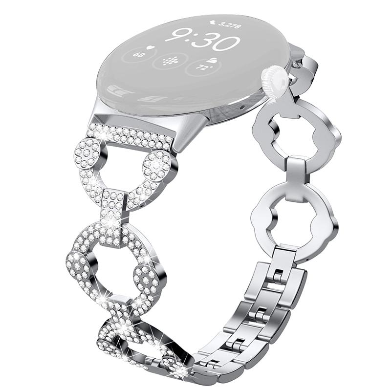 For Google Pixel Watch 3 41mm/Watch 2/Pixel Watch Rhinestone Decor Watch Band Replacement Metal Wrist Strap Bracelet