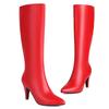 Fashion Elegant Red Women's Knee High Boots Brown Black Heeled Long Boot Female Large Size 48 Autumn Winter Party Shoes Ladies Footwear