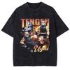 Anime Demon Slayer Uzui Tengen Print Tee Men Manga Casual T-shirts Washed Cotton T Shirt Harajuku Male Vintage Oversized Tshirt