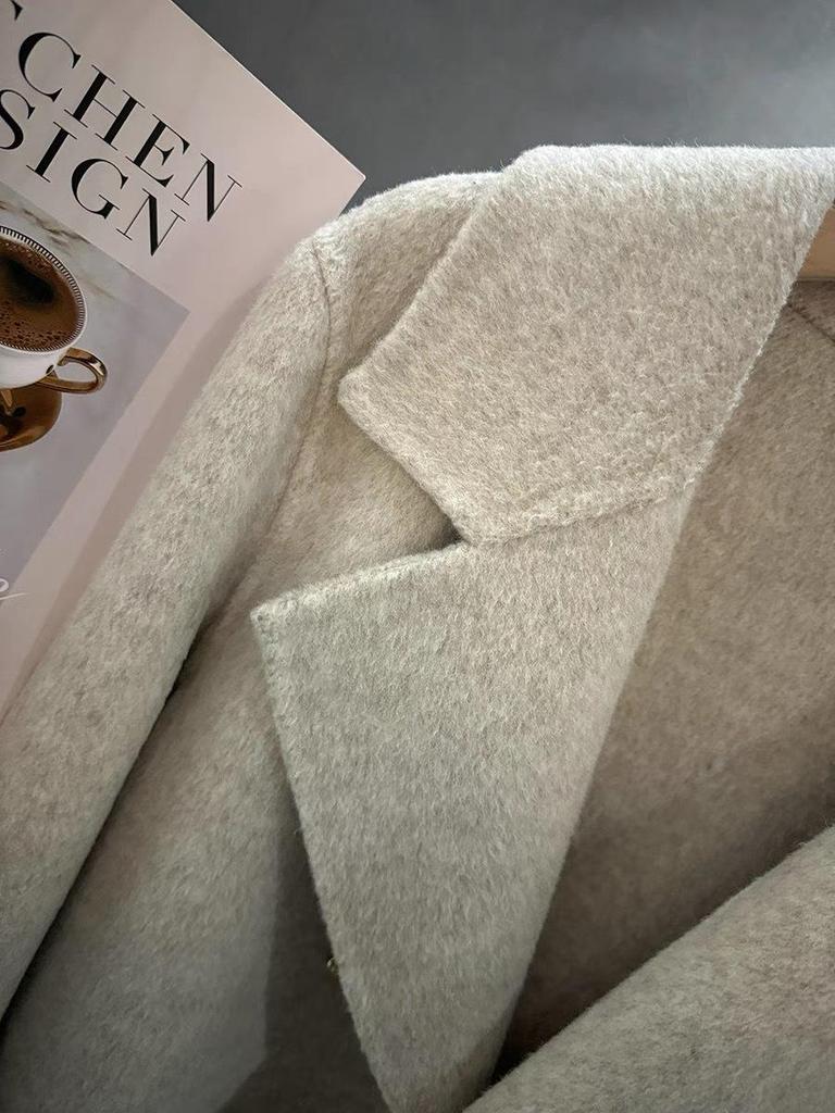 2024 Korean Style Double-Faced Cashmere Short Coat for Women