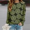 Tops For Women Covered Totems Print Round Neck Long Sleeve T-shirt Fall Casual Slim Pullover Women's Long Sleeve Top